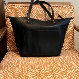 Portland Leather Pebbled Black Tote Bag